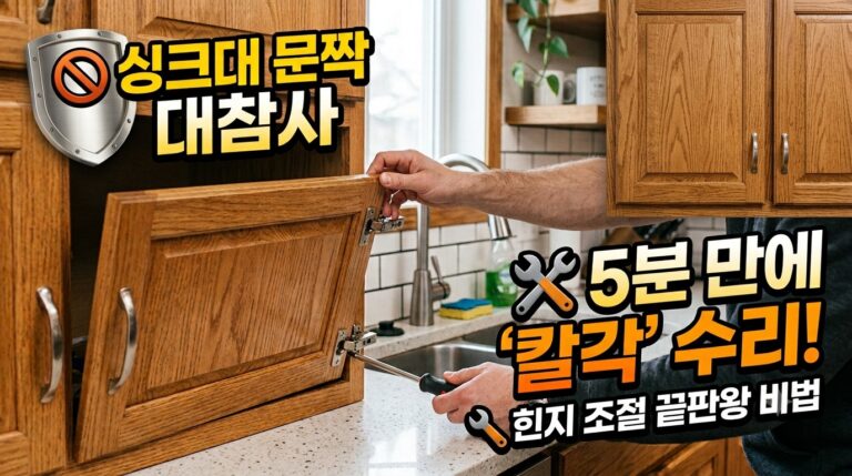 싱크대 문짝 기울어짐 해결! 십자 드라이버 하나로 싱크대 경첩 조절 1 sinkrepair
